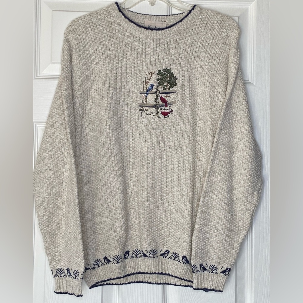 Women's Vintage Northern Reflections Sweater Cardinals Blue Jay Birds Sz Small P